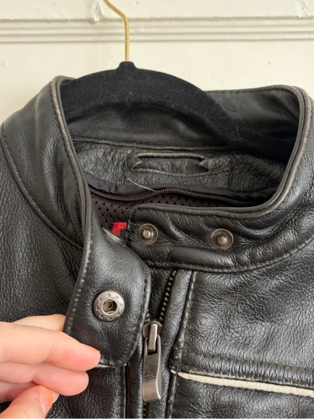 Men's Black Leather Jacket - Classic Zip Front - Picture 3 of 8